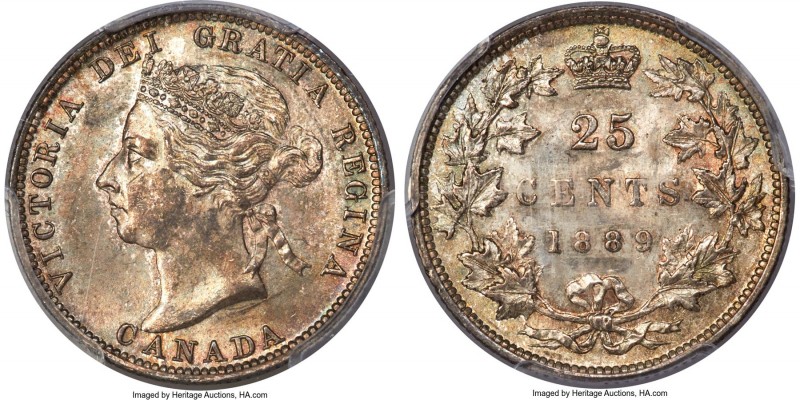 Victoria 25 Cents 1889 MS63 PCGS, London mint, KM5. Mintage: 66,340. An undeniab...