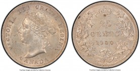 Victoria 25 Cents 1900 AU58 PCGS, London mint, KM5. Bordering on Mint State, with mild handling marks across the satin-textured surfaces and a touch o...