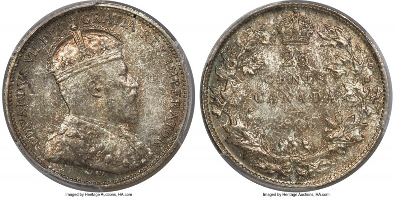 Edward VII "Large Crown" 25 Cents 1906 MS65 PCGS, London mint, KM11. Large Crown...