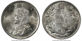 George V 25 Cents 1917 MS64 PCGS, Ottawa mint, KM24. From the later part of this short series, with icy-white color and relatively minor handling obse...