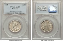 2-Piece Lot of Certified 25 Cents PCGS, 1) George V 25 Cents 1919 - AU50, Ottawa mint, KM24 2) George VI 25 Cents 1943 - MS63, Royal Canadian mint, KM...
