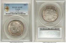 Victoria "L.C.W" 50 Cents 1870 AU55 PCGS, London mint, KM6. Variety with L.C.W. at truncation. A strong example of the type with pleasing, dove-gray t...