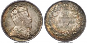 Edward VII 50 Cents 1902 MS65 PCGS, London mint, KM12. The first year of Edward VII's coinage, this veritable gem exhibits a fully bold portrait of th...
