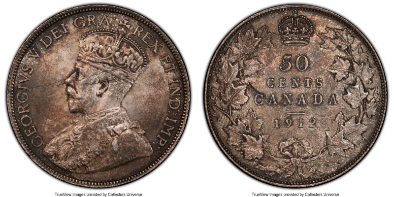 George V 50 Cents 1912 MS63 PCGS, Ottawa mint, KM25. Premium for the grade, and ...