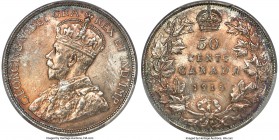 George V 50 Cents 1913 MS64 PCGS, Ottawa mint, KM25. Bordering on gem, with an incredible jewel-like appearance throughout. The peach-gray surfaces ar...