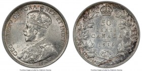 George V 50 Cents 1916 AU58 PCGS, Ottawa mint, KM25. One of the lower mintage dates from this short-lived series, bordering on Mint State, with origin...