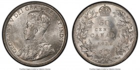George V 50 Cents 1936 MS65 PCGS, Royal Canadian mint, KM25a. The final year of this series, displaying lustrous, silk-sheathed surfaces essentially f...