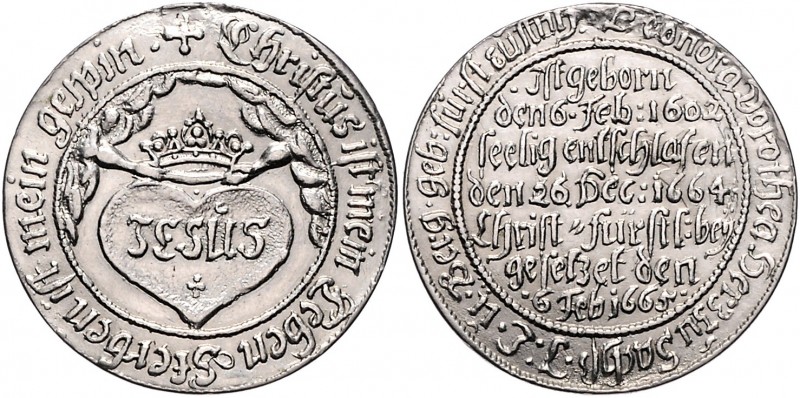 Anhalt - Dessau Johann Georg II. 1660-1693 1/4 Taler 1665 auf die Beisetzung von...