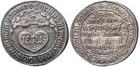 Anhalt - Dessau Johann Georg II. 1660-1693 Groschen 1665 auf die Beisetzung von Eleonore Dorothea Mann 863 (irrt. als Doppelgroschen bezeichnet). 
 f...