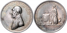 Anhalt - Dessau Leopold Friedrich Franz 1751-1817 Silbermedaille 1808 (v. Loos) auf sein 50-jähriges Regierungsjubiläum, Huldigung der Stadt Jessnitz ...
