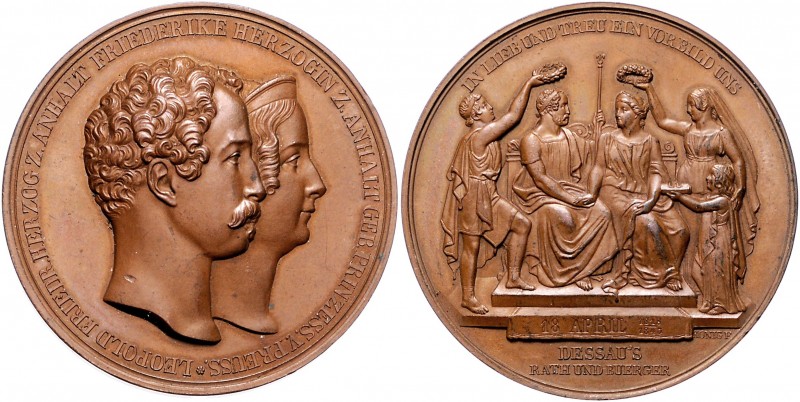 Anhalt - Dessau Leopold Friedrich 1817-1871 Bronzemedaille 1843 (v. König) auf s...