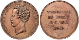 Anhalt - Dessau Leopold Friedrich 1817-1871 Bronzemedaille 1845 (unsign.) auf die Tierschau zu Dessau Mann 961. 
41,6mm 37,8g f.vz