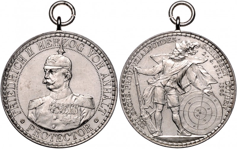 Anhalt - Köthen Friedrich II. 1904-1918 Silbermedaille 1905 (v. Lauer) auf das 2...