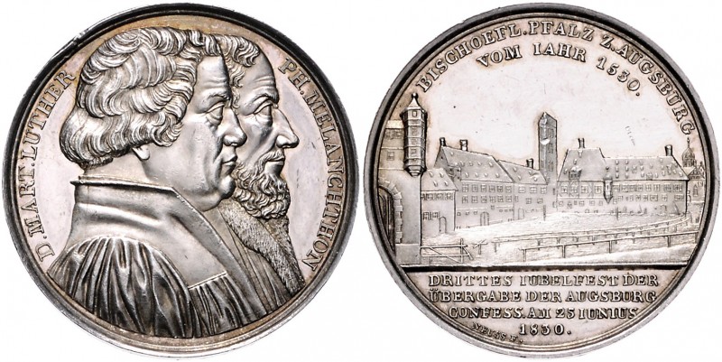 Augsburg - Stadt Silbermedaille 1830 (v. Neuss) auf die 300-Jahrfeier der Überga...