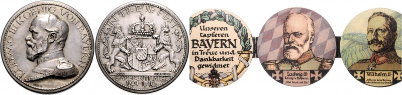 Bayern Ludwig III. 1913-1918 Silbersteckmedaille 1916 sog. 'Bayernthaler' (v. R....