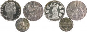 Bayern Prägungen Lot o.J. von 3 Stücken: Silbermedaille 1969 auf die Olympischen Sommerspiele in München und Kiel (Punze 999,9 27,1mm 4,3g), Silbermed...