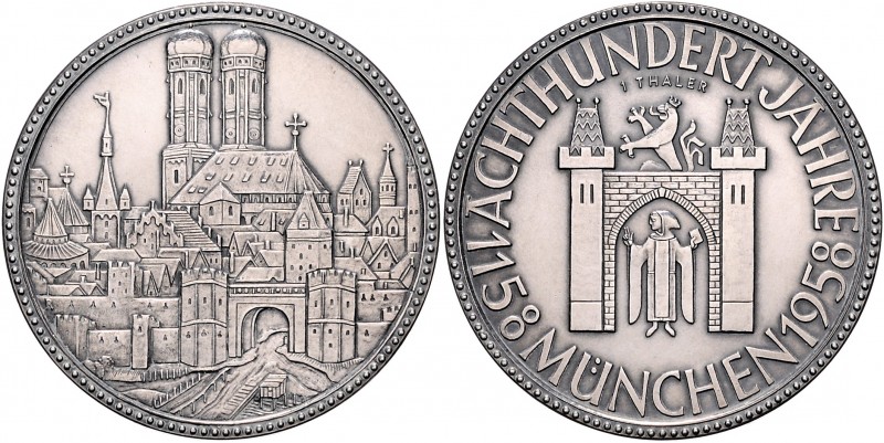 Bayern - München Silbermedaille 1958 (v. R.) auf die 800-Jahrfeier 
42,6mm 29,5...