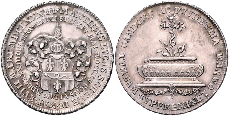 Hamburg Silbermedaille 1751 sog. 'Bürgermeisterpfennig' auf den Tod von Bürgerme...