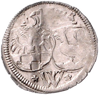 Henneberg Wilhelm V 1480-1559 Einseitiger Pfennig 1534 Zwei Wappen (Burggrafentu...