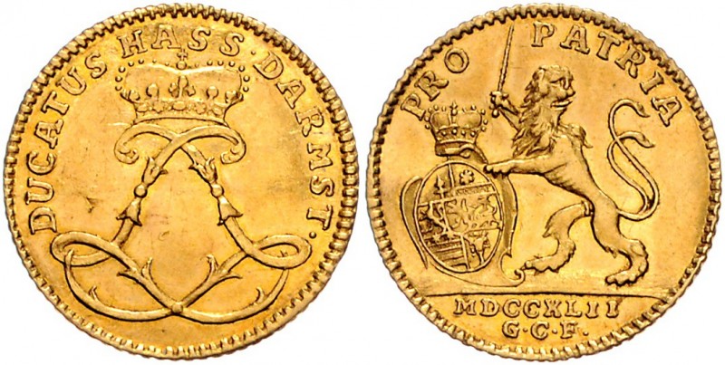 Hessen - Darmstadt Ludwig VIII. 1739-1768 Dukat 1742 Friedb. 1215. Schütz 2942. ...