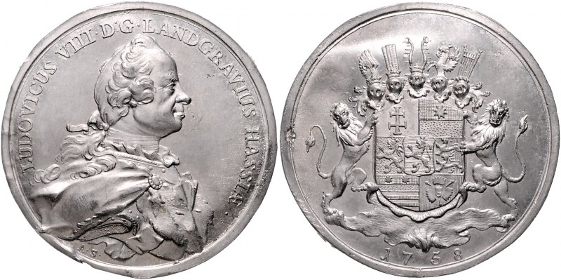 Hessen - Darmstadt Ludwig VIII. 1739-1768 Zinnabschläge o.J. der beiden Seiten d...