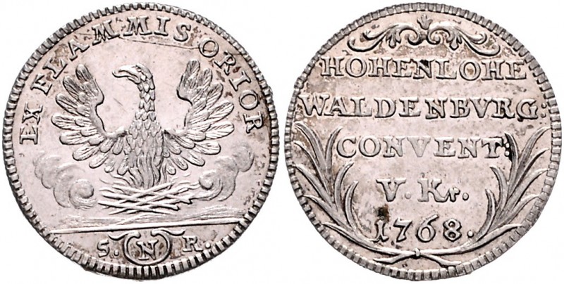 Hohenlohe - Schillingsfürst Karl Albrecht I. 1759-1793 5 Kreuzer 1768 Exemplar a...