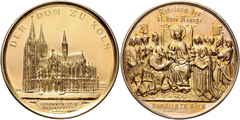 Köln - Stadt Lot o.J. von 3 Stücken: Vergoldete Silbermedaille 1980 (NP) auf den...