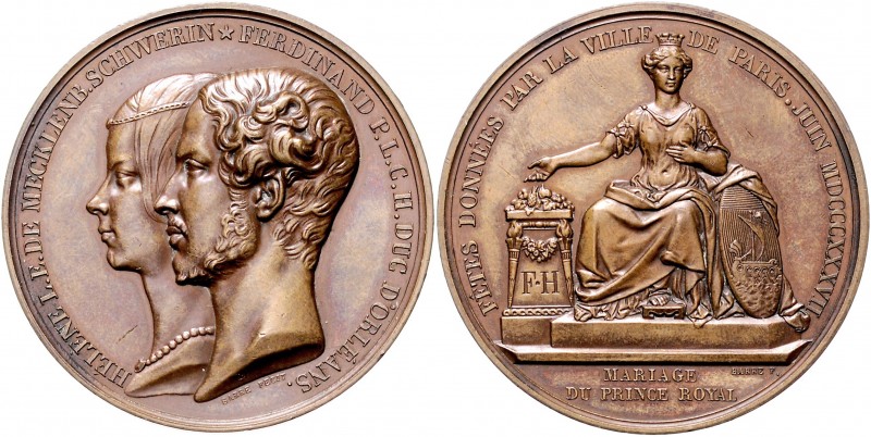 Mecklenburg - Schwerin Friedrich Franz I. 1785-1837 Bronzemedaille 1837 (v. Barr...