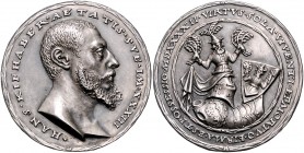 Nürnberg - Stadt Silbermedaille 1542 Renaissance-Medaille (v. Matthes Gebel) auf Hans Kiefhaber, Nürnberger Bürger, aus der zu den Ehrbaren zu rechnen...