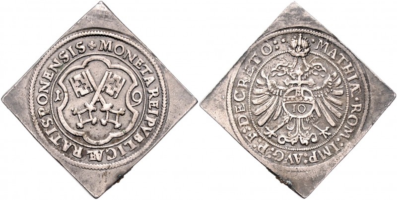 Regensburg - Stadt 1/6 Guldentaler-Klippe 1619 Galvano mit Titel Matthias II., M...