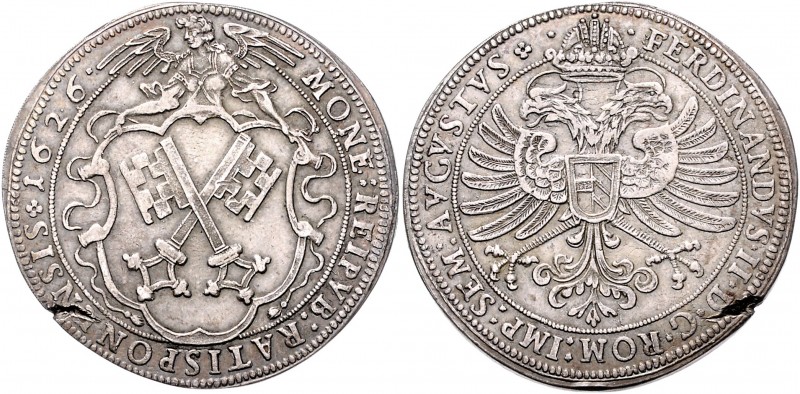 Regensburg - Stadt Reichstaler 1626 Galvano mit Titel Ferdinand II., Museumsanfe...