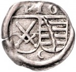 Sachsen - Kurfürstentum, ab 1806 Königreich Friedrich III., Johann u. Georg 1508-1525 Einseitiger Pfennig o.J. FIG über Doppelwappen, darunter C Mers....