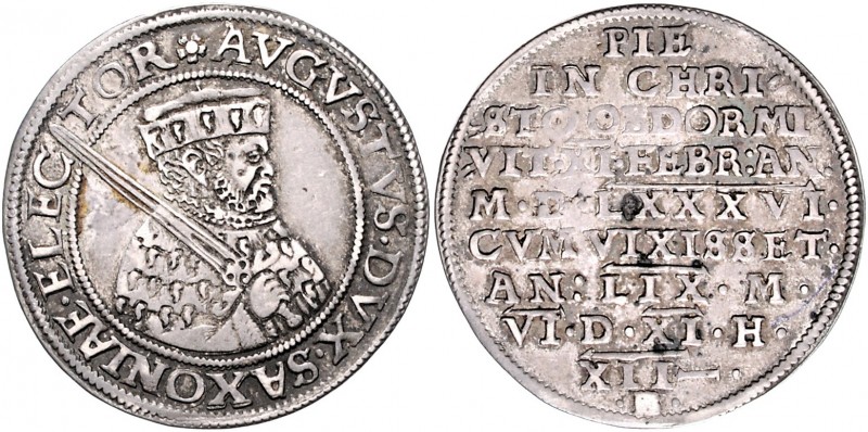 Sachsen - Kurfürstentum, ab 1806 Königreich August 1553-1586 1/4 Taler 1586 auf ...