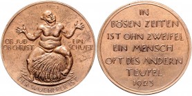 Sachsen - Kurfürstentum, ab 1806 Königreich Prägungen Bronzemedaille 1923 (v. Hörnlein) auf die Wucherer der Inflation AFA 180. 
38,1mm 23,1g vz-st...