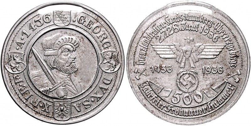 Sachsen - Kurfürstentum, ab 1806 Königreich Prägungen Eisenmedaille 1936 auf die...
