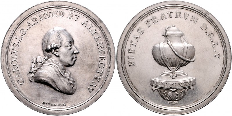 Sachsen - Leipzig, Stadt Silbermedaille 1776 (v. A. Abramson) auf den Tod des Fr...