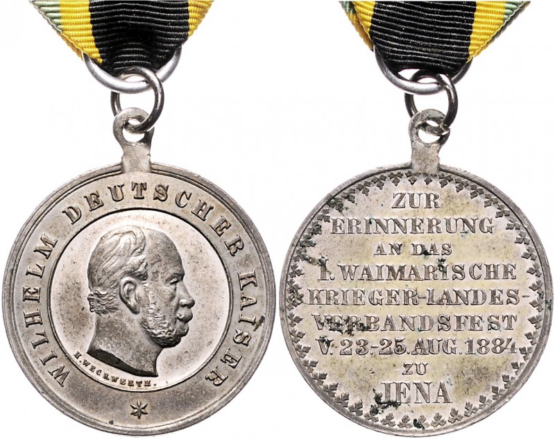 Sachsen - Weimar-Eisenach Carl Alexander 1853-1901 Zinnmedaille 1884 (v. Weckwer...