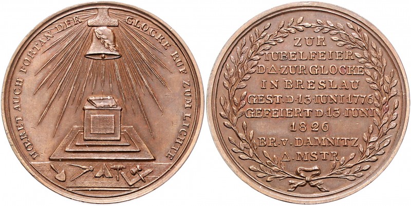 Schlesien - Breslau Bronzemedaille 1826 (v. Lesser) auf das 50-jährige Bestehen ...