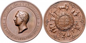Württemberg Wilhelm I. 1816-1864 Bronzemedaille o.J. Prämie für landwirtschaftliche Verdienste, dazu Eisengussmedaille 1819 (v. Wagner) auf den Verfas...