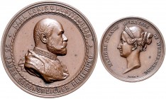 Württemberg Karl I. 1864-1891 Lot o.J. von 3 Bronzemedaillen: 1891 auf seinen Tod (34,4mm 17,6g), 1889 auf sein 25-jähriges Regierungsjubiläum u. d. J...
