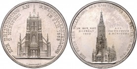 Württemberg - Ulm Kupfermedaille 1923 versilbert (v. Schnitzspahn) a.d. Feier der Vollendung des Hauptturmes am Münster, geprägt aus dem Dachkupfer de...