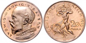 Bayern Ludwig III. 1913-1918 20 Mark-PROBE 1913 (v. Karl Goetz) Kupfer, versilbert Kien. 77. J. zu202. Slg. Bö. 5246 ff. 
4,95g f.st