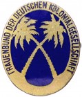 Kolonien Abzeichen o.J. Mitgliedsabzeichen des Frauenbundes der Deutschen Kolonialgesellschaft, Rs. Herstellermarke, gold und blau emailliert. Hüsken ...