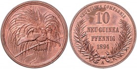 Deutsch-Neuguinea 10 Neu-Guinea Pfennig 1894 A Paradiesvogel J. 703. 
 vz+