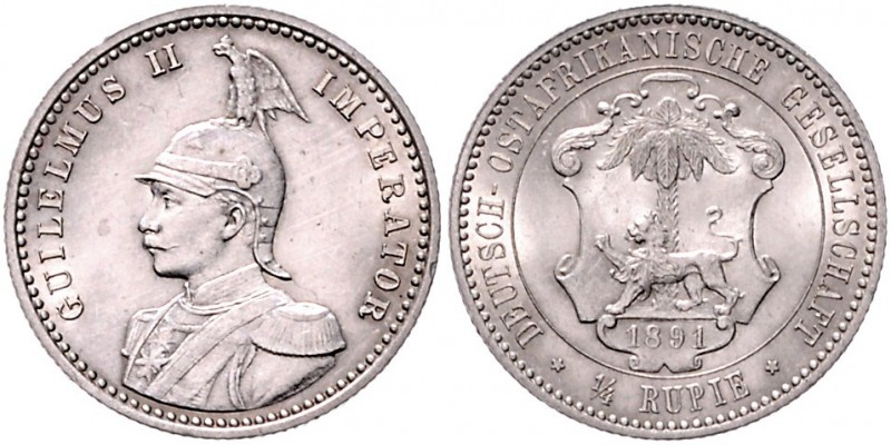 Deutsch-Ostafrika 1/4 Rupie 1891 J. 711. 
 vz-st/f.st