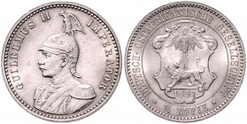 Deutsch-Ostafrika 1/4 Rupie 1891 J. 711. 
 vz-st/f.st
