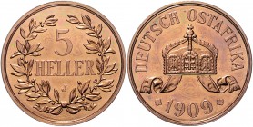 Deutsch-Ostafrika 5 Heller 1909 J J. 717. 
Prachtexemplar, zap., spiegelnde Felder PP