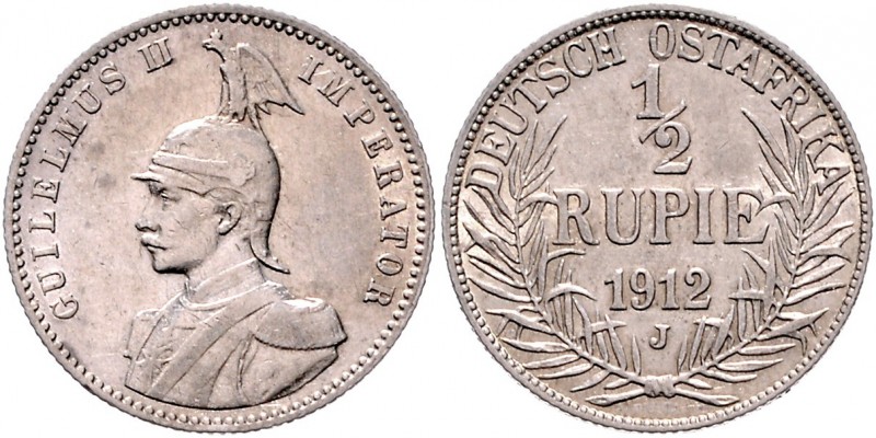 Deutsch-Ostafrika 1/2 Rupie 1912 J J. 721. 
 ss/vz-