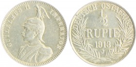 Deutsch-Ostafrika 1/2 Rupie 1913 J J. 721. 
 gutes ss