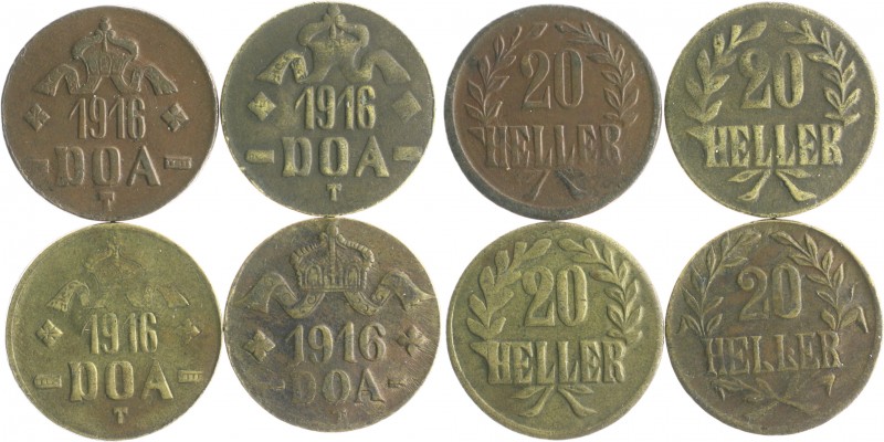 Deutsch-Ostafrika Lot o.J. von 5 x 20 Heller 1916. Variierende Exemplare in Mess...